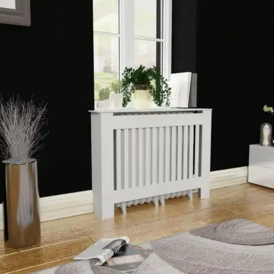 Radiator skjuler i MDF 112 cm hvid lameller