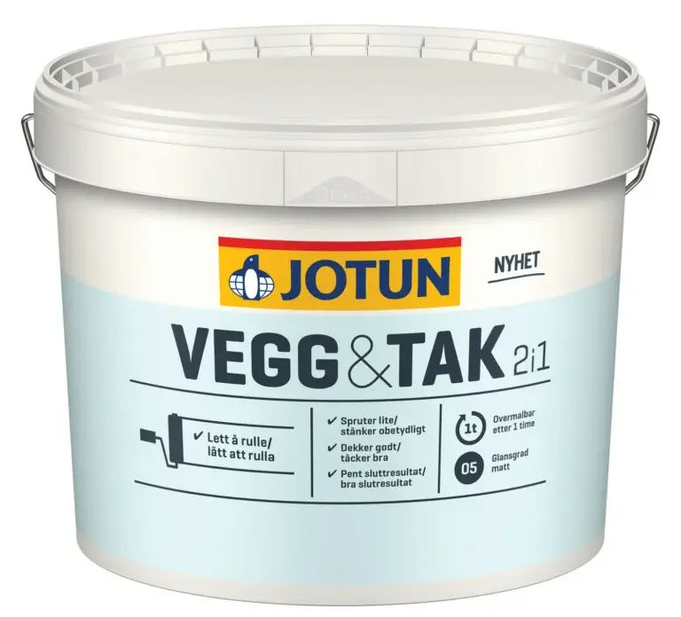 BUDGETVENLIG - Jotun Væg & Loft Glans 5 vægmaling